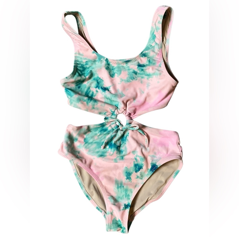 Tropical Pink and Green One Piece Swimsuit from Shade Critters Palm Beach Sz 7